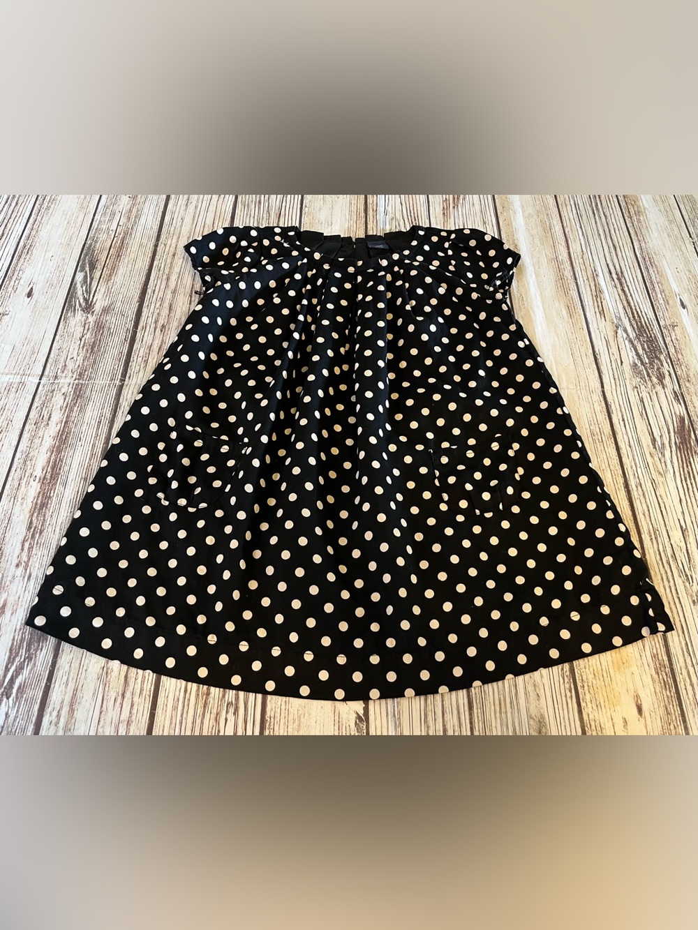 Gap Black & White Polka Dot Lined Pleated Dress with Pockets Girl’s 6/7